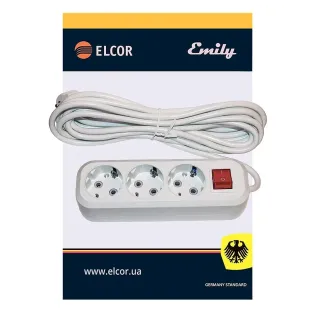 Купити Подовжувач ELCOR 420033 3 розетки 3 м з вимикачем. Офіційний магазин Toolmaster Україна. Фірмовий інструмент та обладнання, офіційна гарантія