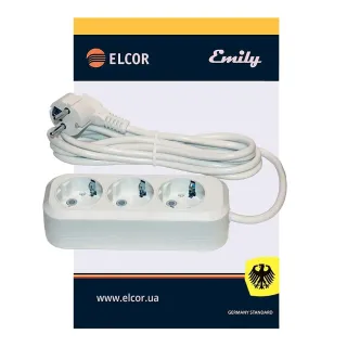 Купити Подовжувач ELCOR 420031 3 розетки 3 м. Офіційний магазин Toolmaster Україна. Фірмовий інструмент та обладнання, офіційна гарантія