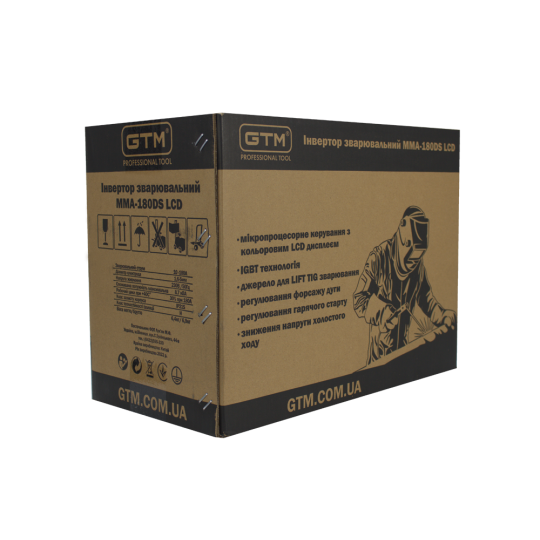 Купити Инвертор сварочн. MMA-180DS LCD, 180А, 1,6-4,0мм, 220В дисплей GTM. Официальный магазин Toolmaster Украина. Фирменный инструмент и оборудование, официальная гарантия