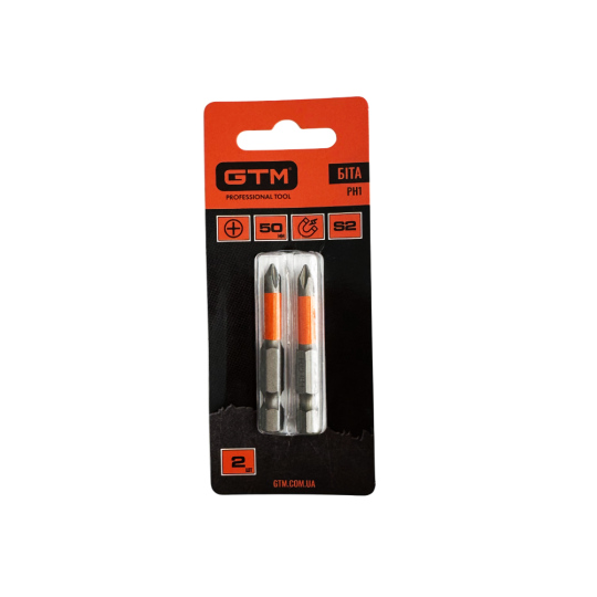 Купити Бита PH1 50мм 2 шт GTM SB-H1-50B. Официальный магазин Toolmaster Украина. Фирменный инструмент и оборудование, официальная гарантия