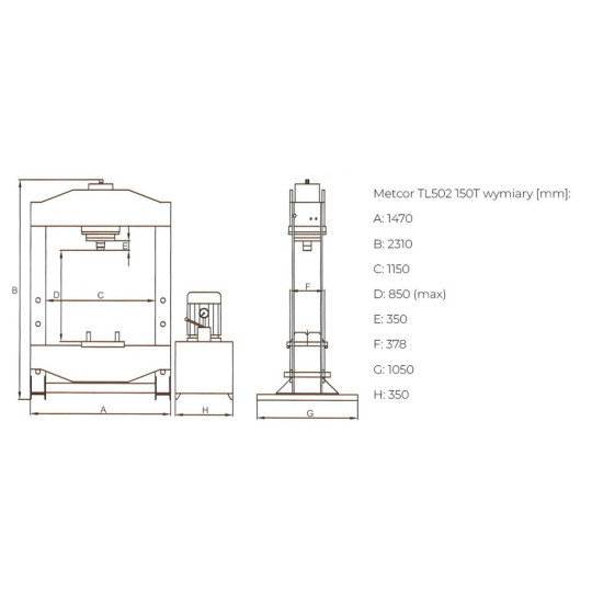 Купити Пресс гидравлический METCOR 150 т. Официальный магазин Toolmaster Украина. Фирменный инструмент и оборудование, официальная гарантия