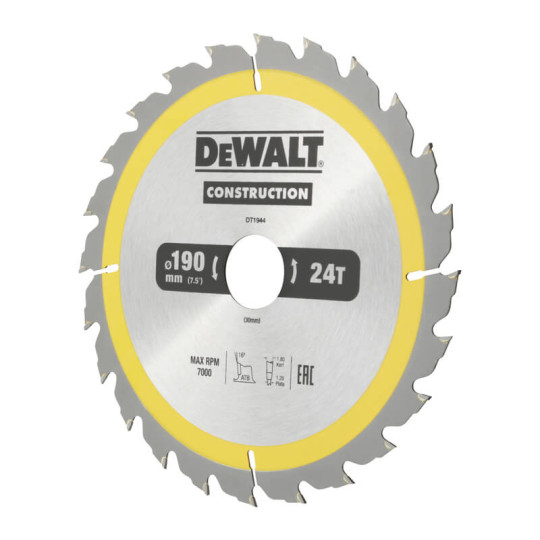 Купити Диск пильный СONSTRUCTION DeWALT DT1944. Официальный магазин Toolmaster Украина. Фирменный инструмент и оборудование, официальная гарантия
