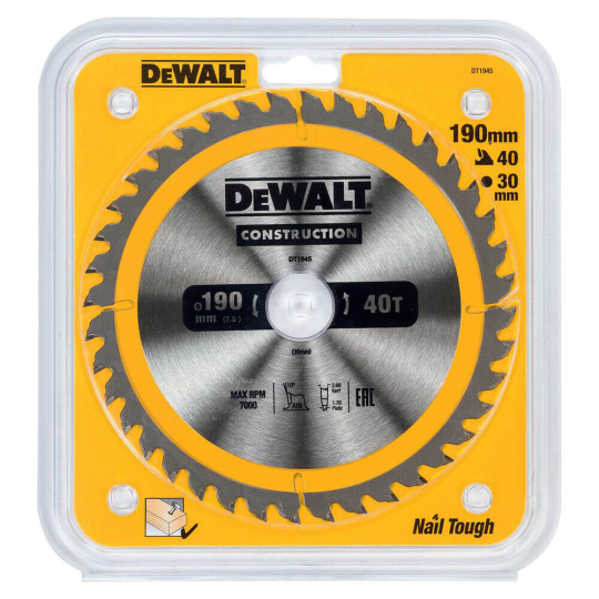 Купити Диск пильный СONSTRUCTION DeWALT DT1945. Официальный магазин Toolmaster Украина. Фирменный инструмент и оборудование, официальная гарантия