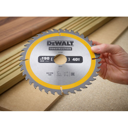 Купити Диск пильный СONSTRUCTION DeWALT DT1945. Официальный магазин Toolmaster Украина. Фирменный инструмент и оборудование, официальная гарантия