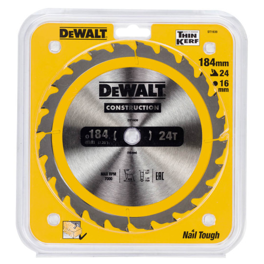 Купити Диск пильный СONSTRUCTION DeWALT DT1939. Официальный магазин Toolmaster Украина. Фирменный инструмент и оборудование, официальная гарантия