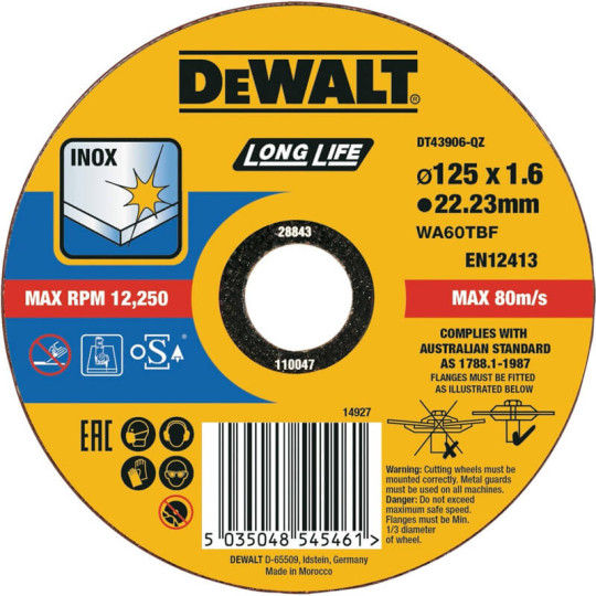 Купити Круг відрізний DeWALT DT43906. Офіційний магазин Toolmaster Україна. Фірмовий інструмент та обладнання, офіційна гарантія