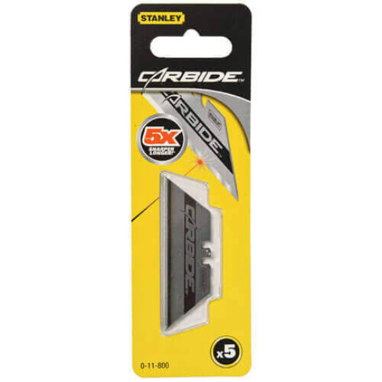 Купити Леза запасні для опоряджувальних робіт, трапецевідние Carbide, довжиною 62 мм, шириною 19 мм, товщиною 0.6 мм, 5 штук STANLEY 0-11-800. Офіційний магазин Toolmaster Україна. Фірмовий інструмент та обладнання, офіційна гарантія