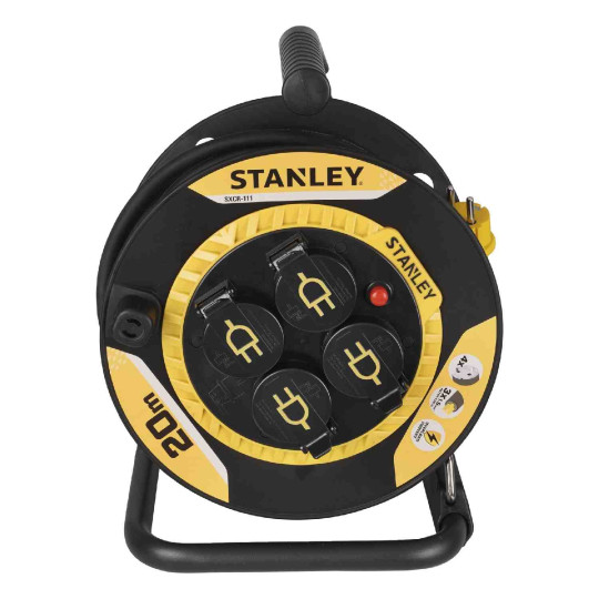 Купити Подовжувач на котушці Stanley 20 м, 4 розетки, IP44 STANLEY SXCR-111. Офіційний магазин Toolmaster Україна. Фірмовий інструмент та обладнання, офіційна гарантія