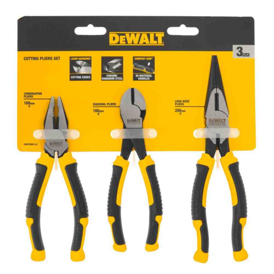 Купити Набір з трьох шарнірно-губцевих інструментів LASER HARDENED DeWALT DWHT82813-0. Офіційний магазин Toolmaster Україна. Фірмовий інструмент та обладнання, офіційна гарантія