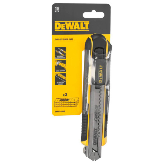 Купити Ніж SLIDER – CARTRIDGE з лезом шириною 18 мм з сегментами, що відламуються DeWALT DWHT0-10249. Офіційний магазин Toolmaster Україна. Фірмовий інструмент та обладнання, офіційна гарантія