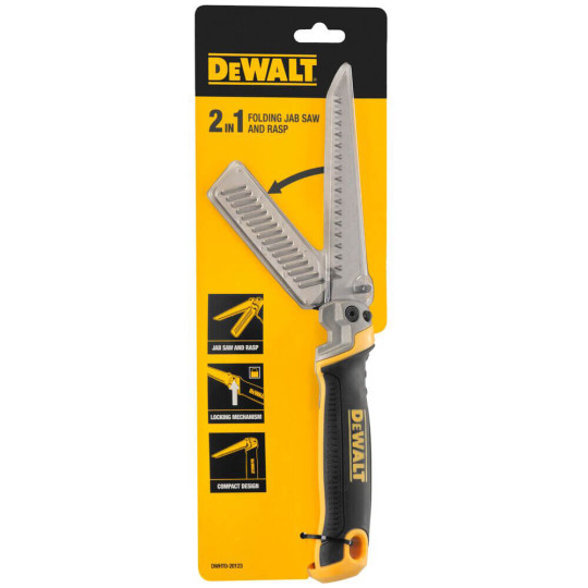 Купити Мініножовка-рашпіль по гіпсокартону, складана DeWALT DWHT0-20123. Офіційний магазин Toolmaster Україна. Фірмовий інструмент та обладнання, офіційна гарантія