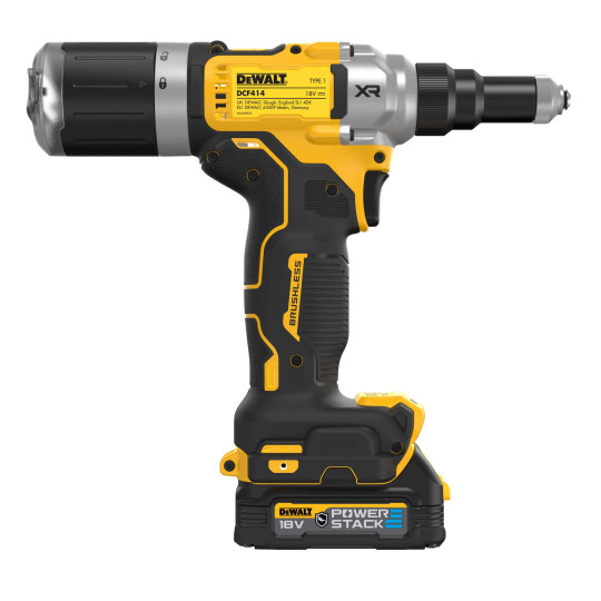Купити Заклепочник акумуляторний безщітковий DeWALT DCF414E2GT. Офіційний магазин Toolmaster Україна. Фірмовий інструмент та обладнання, офіційна гарантія
