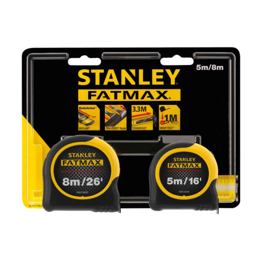 Купити Рулетки измерительные FatMax®, 5м/16х25мм + 8/26х25, в хромированном корпусе STANLEY FMHT81745-0. Официальный магазин Toolmaster Украина. Фирменный инструмент и оборудование, официальная гарантия