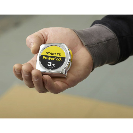 Купити Рулетка вимірювальна Powerlock® довжиною 3 м, шириною 12,7 мм в хромованому пластмасовому корпусі STANLEY 0-33-238. Офіційний магазин Toolmaster Україна. Фірмовий інструмент та обладнання, офіційна гарантія