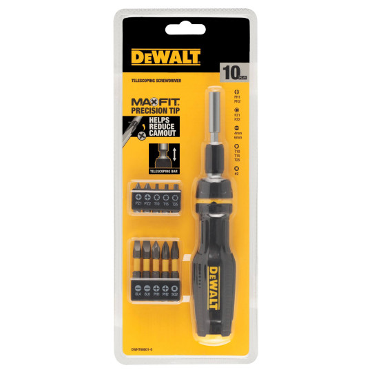 Купити Викрутка - набір FULL FIT Telescoping, зі змінними бітами, 10 біт DeWALT DWHT68001-0. Офіційний магазин Toolmaster Україна. Фірмовий інструмент та обладнання, офіційна гарантія