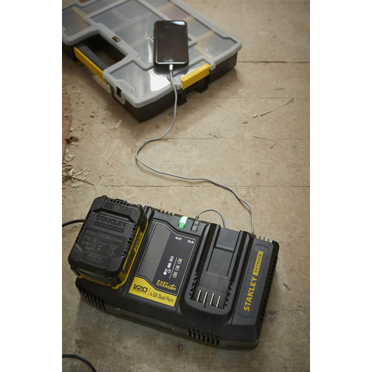 Купити Зарядний пристрій на 2 акумулятора 18В STANLEY FATMAX SFMCB24. Офіційний магазин Toolmaster Україна. Фірмовий інструмент та обладнання, офіційна гарантія